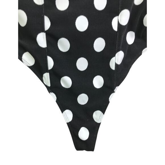 Mara Hoffman Underwire One Piece Swimsuit Womens Polka Dots Black White Sz L - Picture 7 of 9